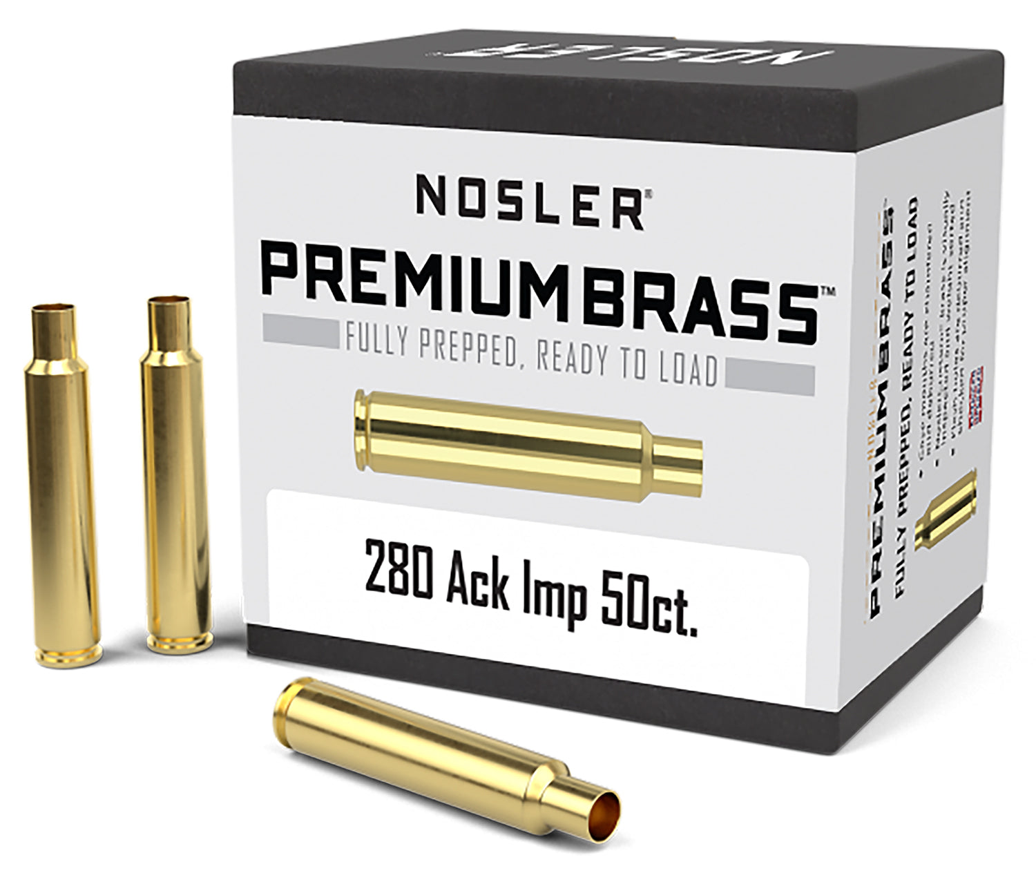 Nosler 10175 Reloading Brass 280 Ackley Improved Unprimed Rifle Cases 50ct