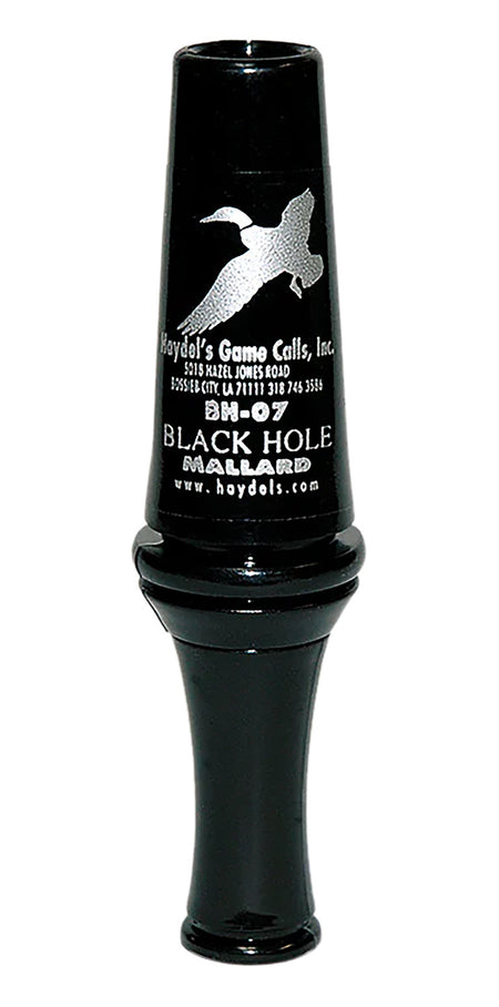 Haydel's BH07 Black Hole Double Reed Mallard Duck Call - Black Polycarbonate