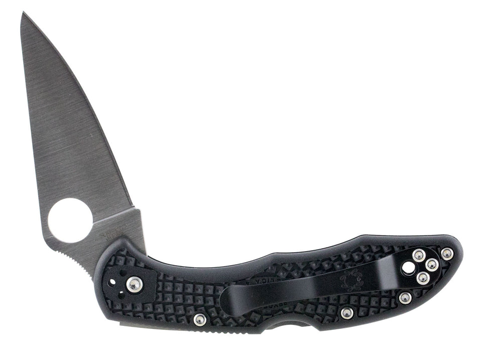 Spyderco C11FPBK Delica Folder 2.875" VG-10 Full Flat Ground Plain Edge FRN Black Handle