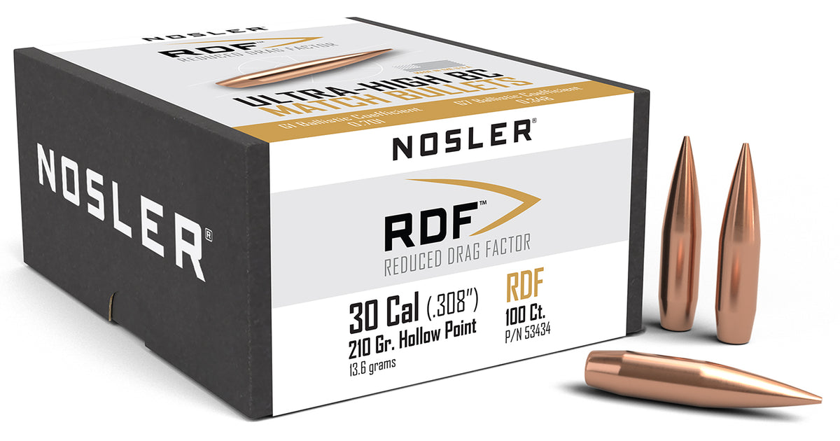 Nosler RDF Match .30 Cal 210 Grain HPBT Competition Bullets 100-Count
