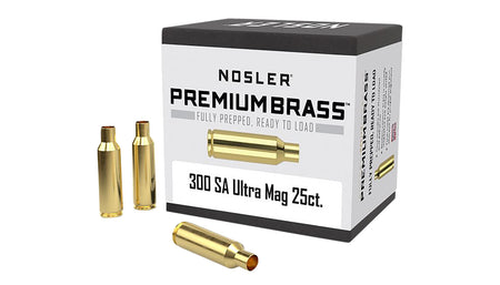Nosler Premium Unprimed Rifle Brass 300 Rem Short Action Ultra Mag 25 Per Box