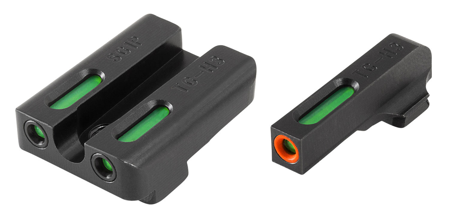 TruGlo TG13SG2PC TFX Pro Black Green Tritium Fiber Optic Orange Outline Front and Rear Sight Set