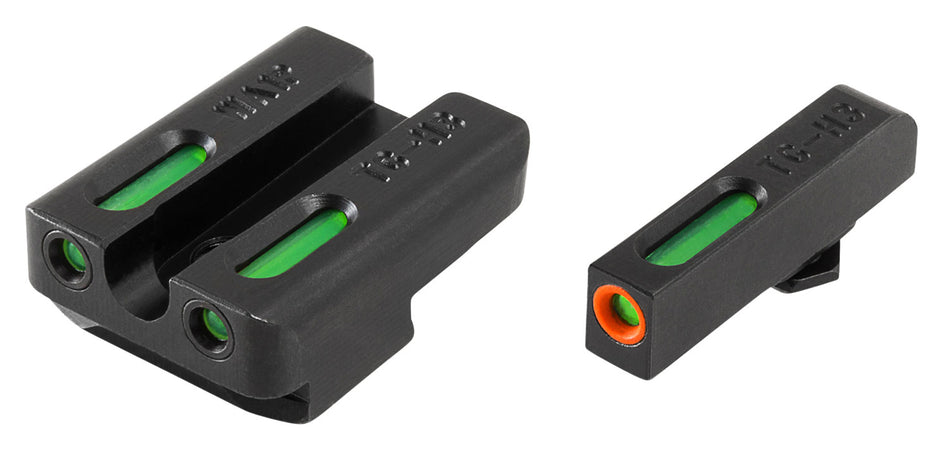 TruGlo TG13WA1PC TFX Pro Black Green Tritium Fiber Optic Orange Outline Front and Rear Sight Set