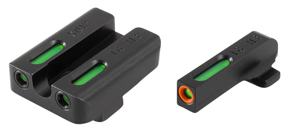 TruGlo TG13XD1PC TFX Pro Black Green Tritium Fiber Optic Orange Outline Front and Rear Sight Set