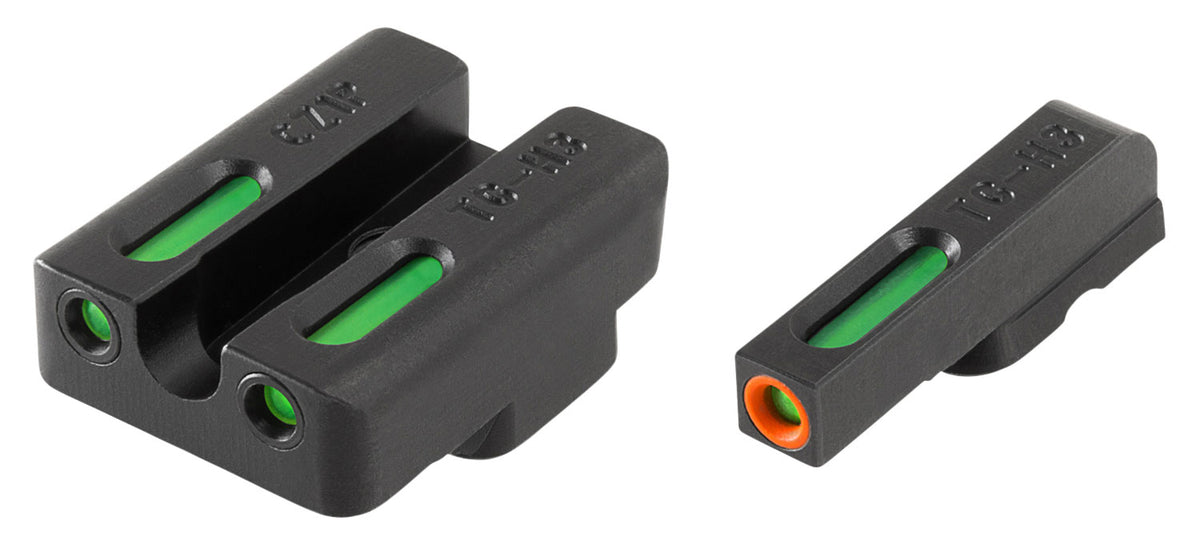 TruGlo TG13WA2PC TFX Pro Black Green Tritium Fiber Optic Orange Outline Front and Rear Sight Set