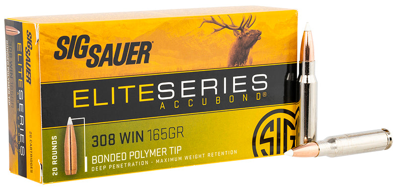 Sig Sauer E308AB16520 Elite Hunting Nosler AccuBond  165 Grain .308 Win / 7.62x51mm
