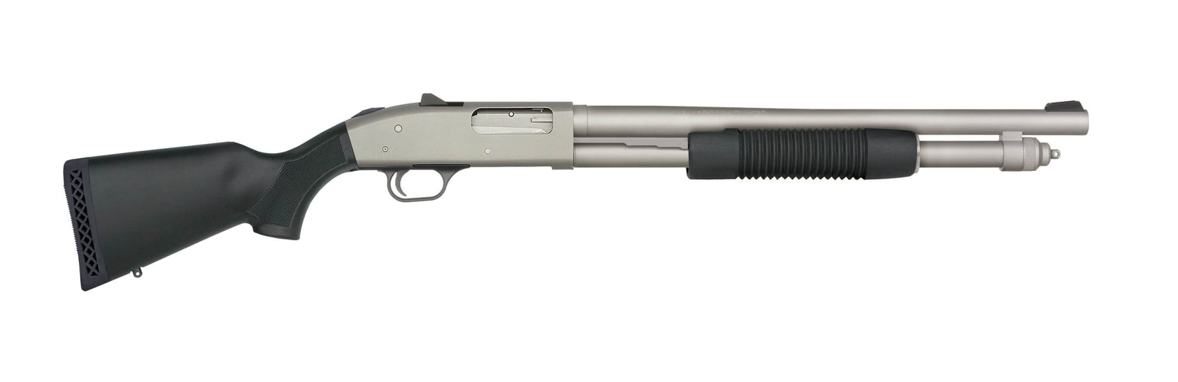 Mossberg 50793 590A1 Pro 12 Gauge 6+1 18.50" Silver Marinecote Barrel & Steel Receiver, Black Synthetic Stock
