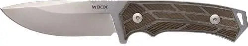 WOOX Rock62 Fixed Blade Knife Stonewashed Grey Micarta Checkered Handle