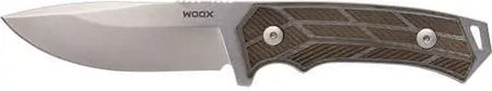 WOOX Rock62 Fixed Blade Knife Stonewashed Grey Micarta Checkered Handle