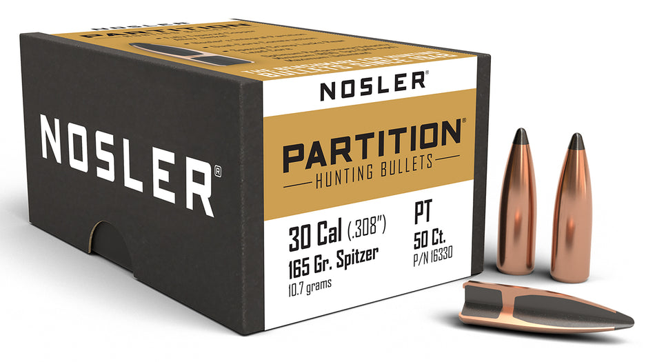 Nosler Partition 30 Cal 165gr Big Game Spitzer Bullets 50-Count Box