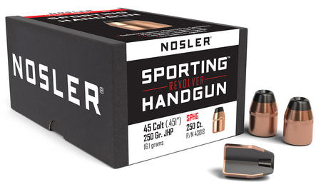 Nosler 45 Colt 250gr Jacketed Hollow Point Handgun Reloading Bullets Box of 100