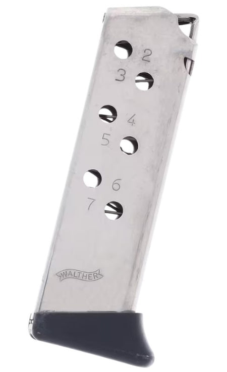 Walther PPK .32 ACP 7-Round Nickel Magazine with Finger Rest