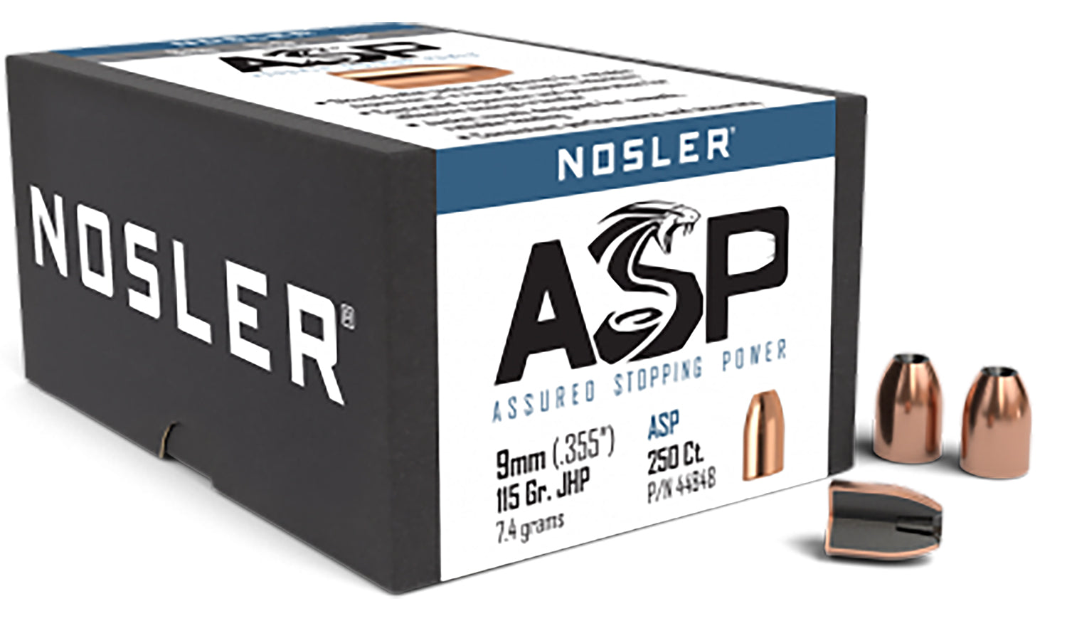 Nosler 9mm 115gr JHP Assured Stopping Power Reloading Bullets Box of 250