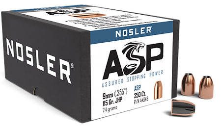 Nosler 9mm 115gr JHP Assured Stopping Power Reloading Bullets Box of 250