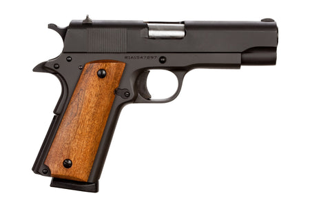 Rock Island 51417 GI Standard MS *CA Compliant 45 ACP Caliber with 4.20" Barrel, 8+1 Capacity, Overall Black Parkerized Finish Steel, Beavertail Frame, Serrated Slide & Wood Grip