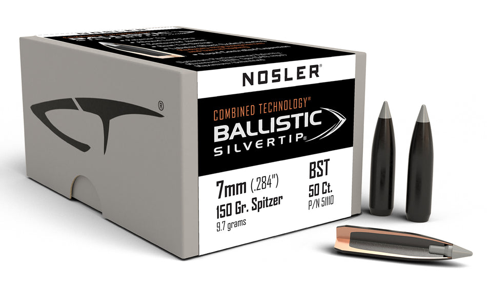 Nosler Ballistic Silvertip 7mm Caliber 150 Grain Spitzer Point Hunting Bullets Box of 50