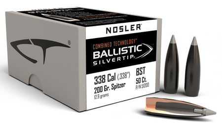 Nosler Ballistic Silvertip 338Cal 200 Grain Spitzer Point Hunting Bullets Box of 50