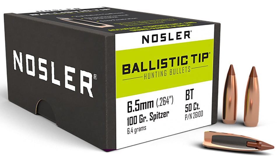 Nosler Ballistic Tip 6.5 Creedmoor 100gr Color-Coded Hunting Bullet 50/Box