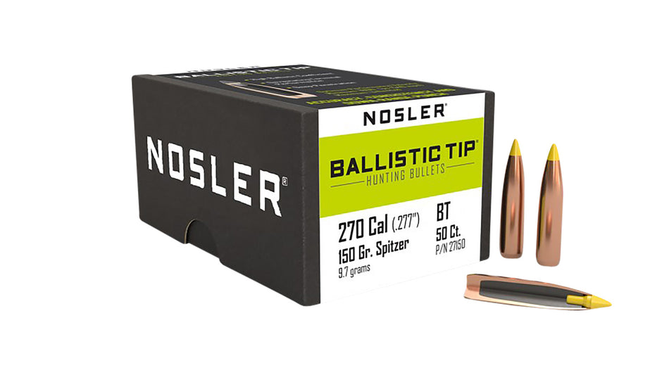 Nosler Ballistic Tip 270Cal 150gr Color-Coded Hunting Bullet 50/Box