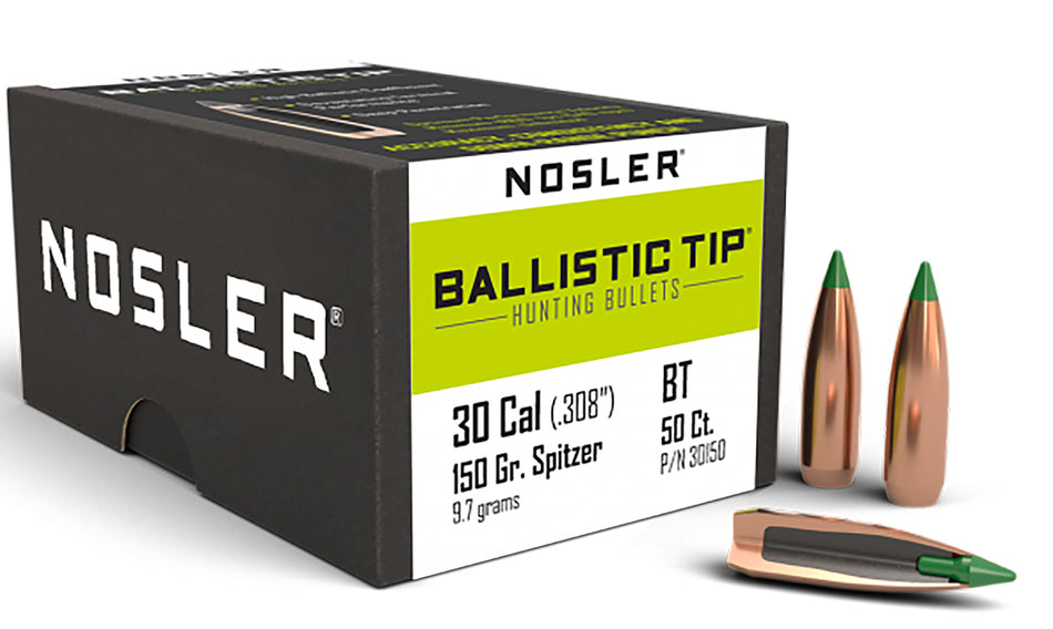 Nosler Ballistic Tip 30Cal 150gr Color-Coded Hunting Bullet 50/Box