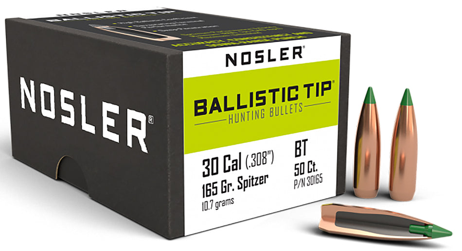 Nosler Ballistic Tip 30Cal 165gr Color-Coded Hunting Bullet 50/Box