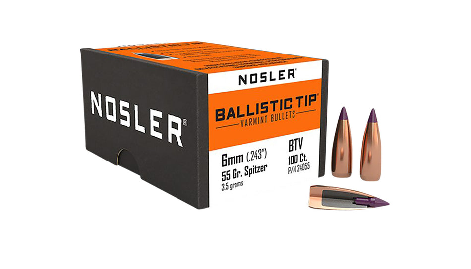 Nosler Ballistic Tip 6mm 55gr Color-Coded Varmint Bullet 100/Box