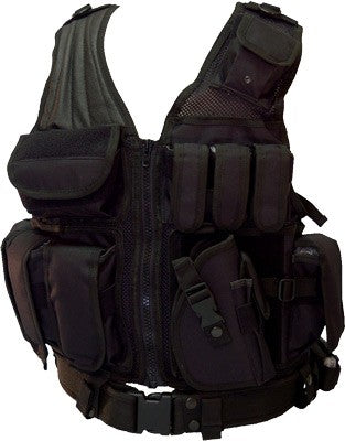 Red Rock Cross Draw Vest Black with 3 Pistol and 3 M4 Mag Pouches