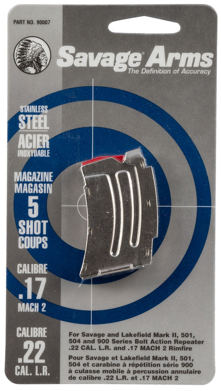 Savage Arms 90007 MKII 5-Round Magazine 22 LR/17 Mach 2 Stainless Steel