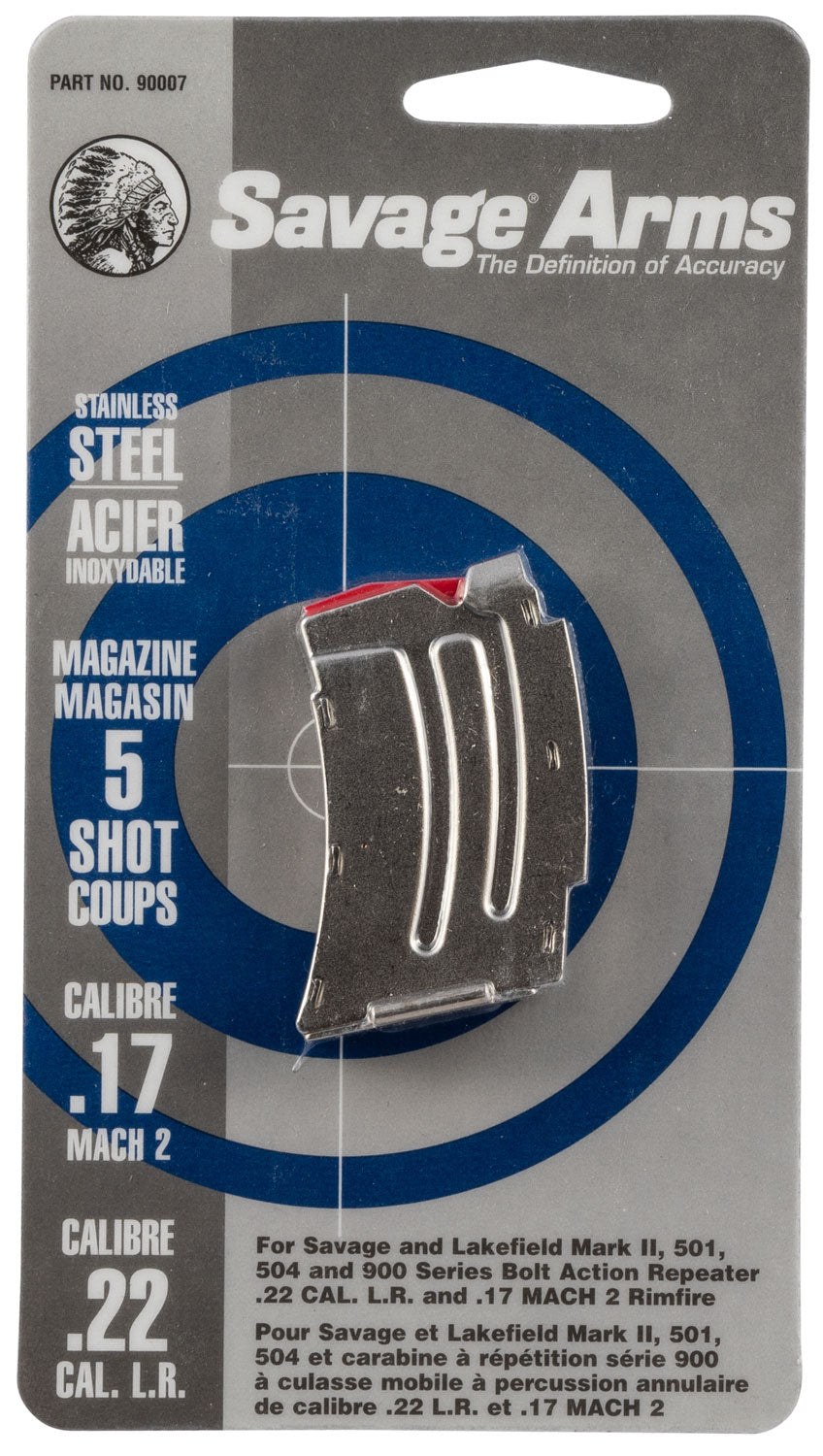 Savage Arms 90007 MKII 5-Round Magazine 22 LR/17 Mach 2 Stainless Steel