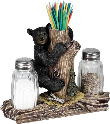 Rivers Edge Bear Salt & Pepper Shakers with Toothpick Holder Set