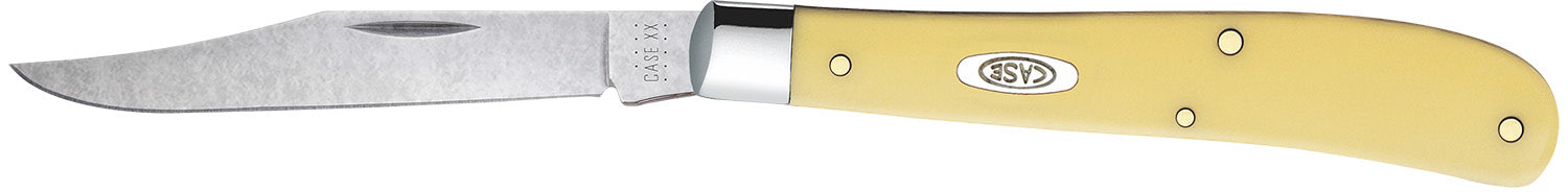 Case 031S Slimline Trapper 3.25" Folding Clip Point Chrome Vanadium Steel Blade Yellow Synthetic Handle