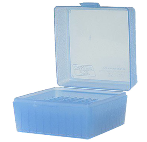 MTM Case-Gard RS10024 Flip-Top Multi-Caliber Rifle Ammo Box Clear Blue Polypropylene 100rd