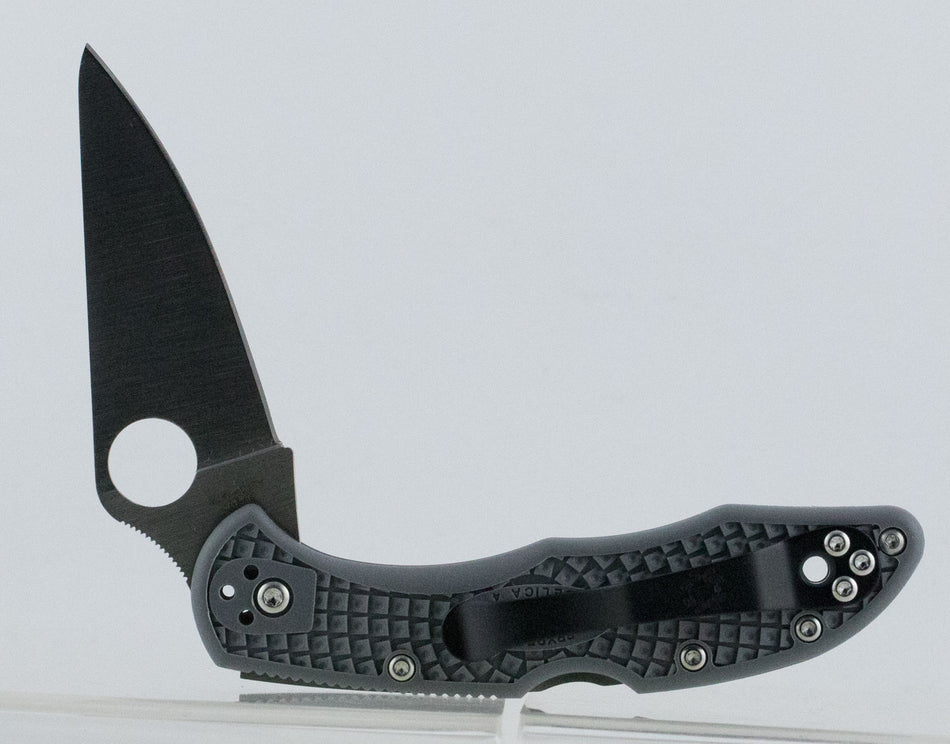 Spyderco C11FPGY Delica 4 Lightweight 2.88" Folding Drop Point Plain VG-10 SS Blade Gray FRN Handle with Pocket Clip