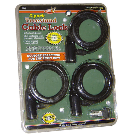 HME Treestand Cable Security Locks 3 Pack Keyed Alike