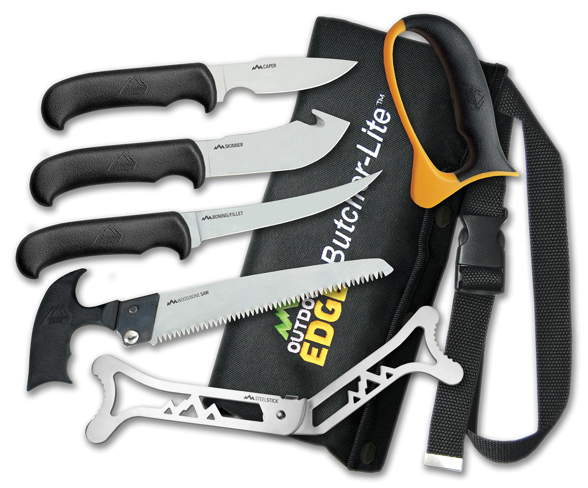 Outdoor Edge BL1 ButcherLite Folding Hunting Set 420J2 Stainless Steel Blades FRN Black Handle