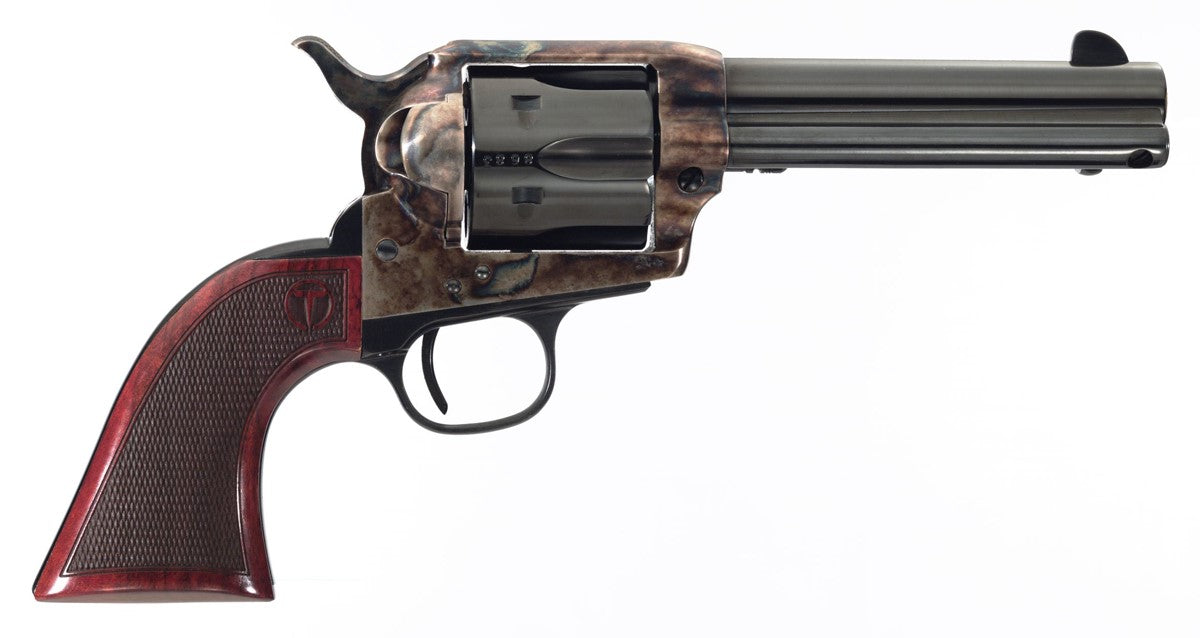 Taylors & Company 4109DE Smoke Wagon Deluxe 45 Colt (LC) 6rd 4.75" Blued Cylinder & Barrel Color Case Hardened Steel Frame Checkered Walnut Grip