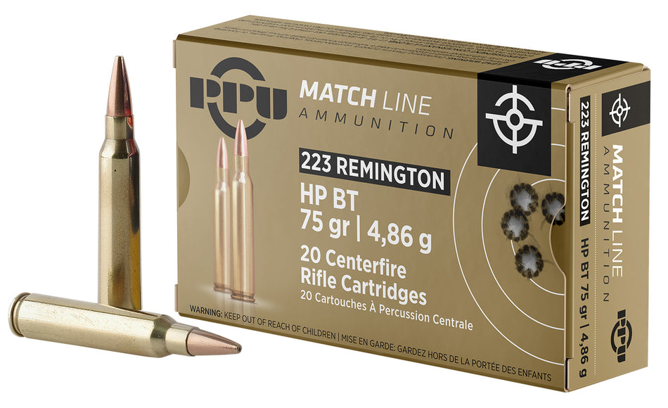 Prvi Partizan PPM2232 Match Hollow Point Boat Tail HPBT 75 Grain .223 Remington