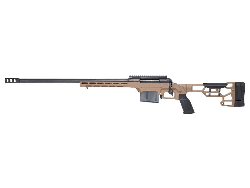 Savage Arms 57696 110 Precision 6.5 Creedmoor 10+1 24", Matte Black Rec/Barrel, Flat Dark Earth Cerakote MDT LSS XL Chassis, Polymer Grip, Left Hand
