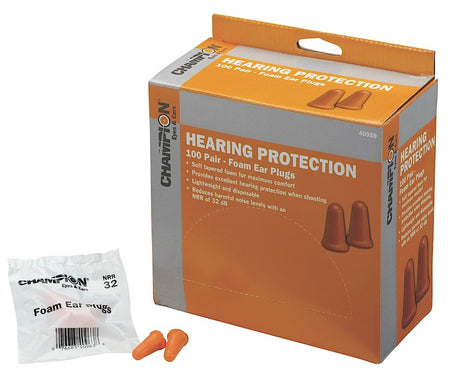 Champion Targets 40959 Molded Foam Ear Plugs 32 dB In-The-Ear Orange Contour Fit 100 Pair