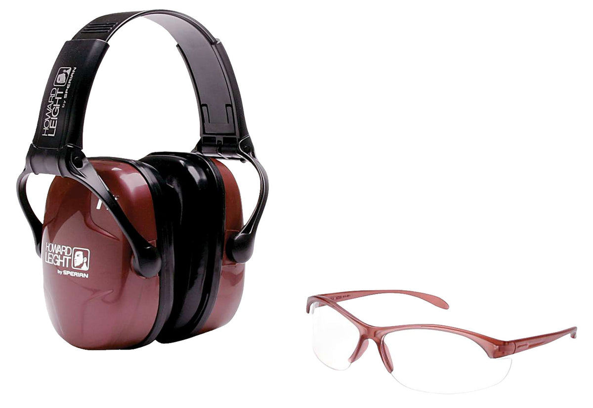 Howard Leight R01727 Women's Shooting Safety Combo Earmuffs & Glasses 25 dB Dusty Rose/Black