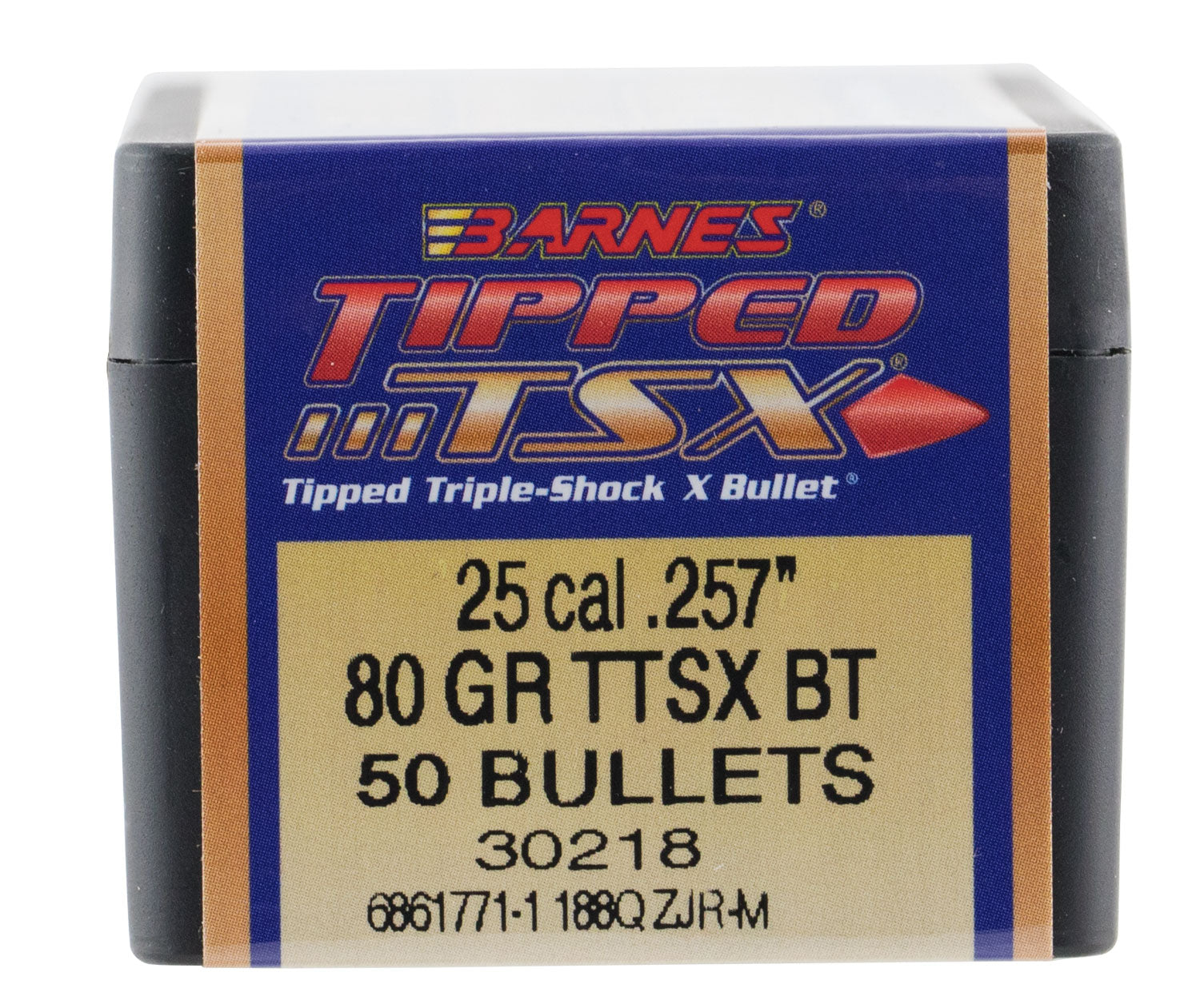 Barnes 30218 TTSX .25 Cal 80gr BT Projectile 50/Box