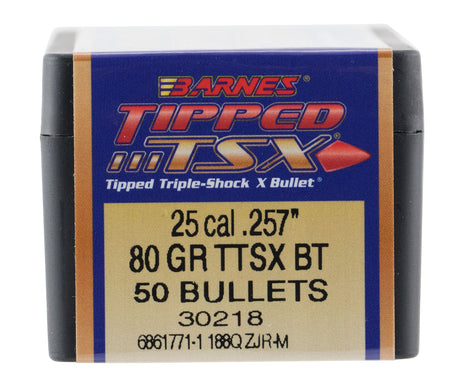 Barnes 30218 TTSX .25 Cal 80gr BT Projectile 50/Box