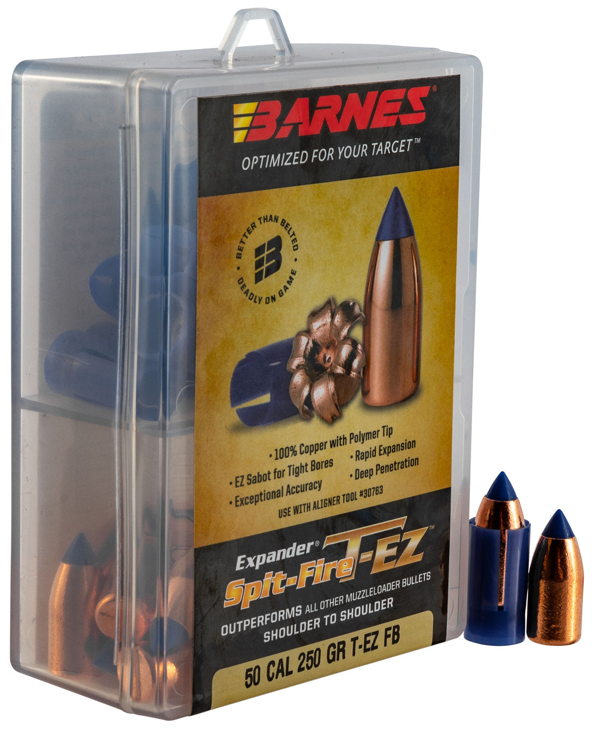 Barnes Spit-Fire T-EZ 50 Cal 250gr Flat Base Muzzleloader Projectiles 24-Pack
