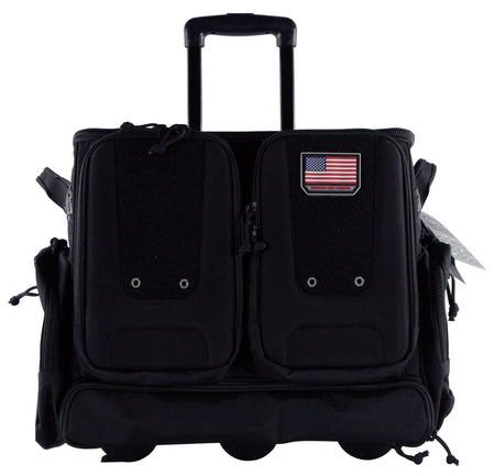 GPS Bags T2112ROBB Tactical Rolling Range Bag Black 1000D Nylon Holds 10 Handguns Telescoping Handle ATV Wheels