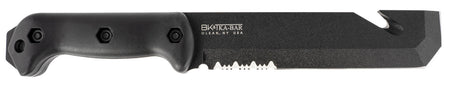 Ka-Bar BK3 Becker Tac Tool 7" Fixed Chisel w/Wire Cutter Part Serrated Black 1095 Cro-Van, Black Ultramid Handle with Sheath