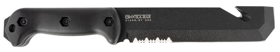 Ka-Bar BK3 Becker Tac Tool 7" Fixed Chisel w/Wire Cutter Part Serrated Black 1095 Cro-Van, Black Ultramid Handle with Sheath