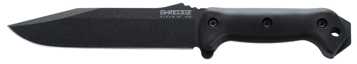 Ka-Bar BK7 Becker Combat Utility 7" Fixed Clip Point Plain Black 1095 Cro-Van Blade, Black Ultramid Handle with Sheath