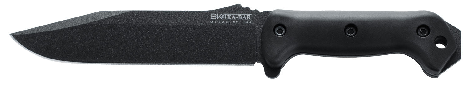 Ka-Bar BK7 Becker Combat Utility 7" Fixed Clip Point Plain Black 1095 Cro-Van Blade, Black Ultramid Handle with Sheath