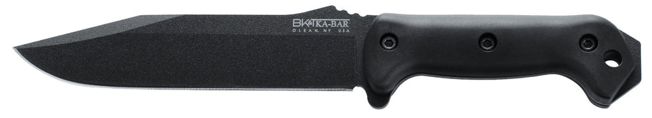 Ka-Bar BK7 Becker Combat Utility 7" Fixed Clip Point Plain Black 1095 Cro-Van Blade, Black Ultramid Handle with Sheath