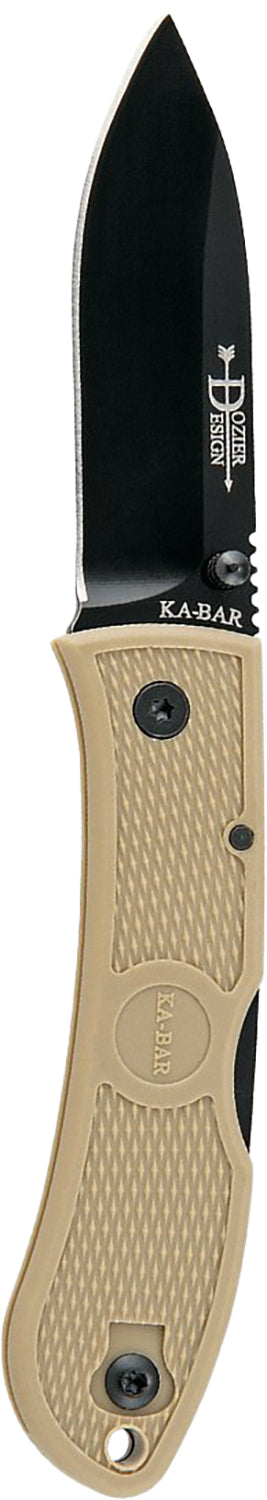 Ka-Bar 4062CB Dozier Hunter 3" Folding Drop Point Plain Black AUS-8A SS Blade, Coyote Brown Zytel Handle with Pocket Clip
